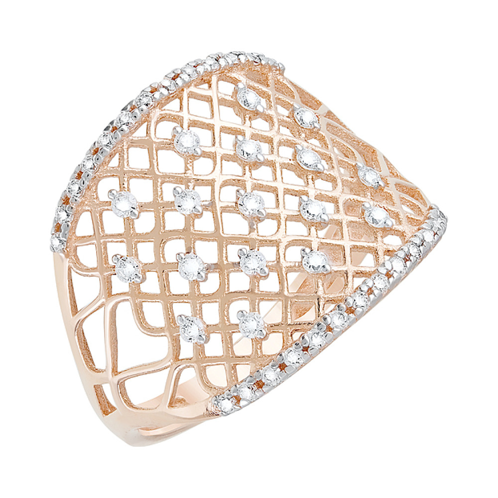 Золотое кольцо с фианитами № 123641