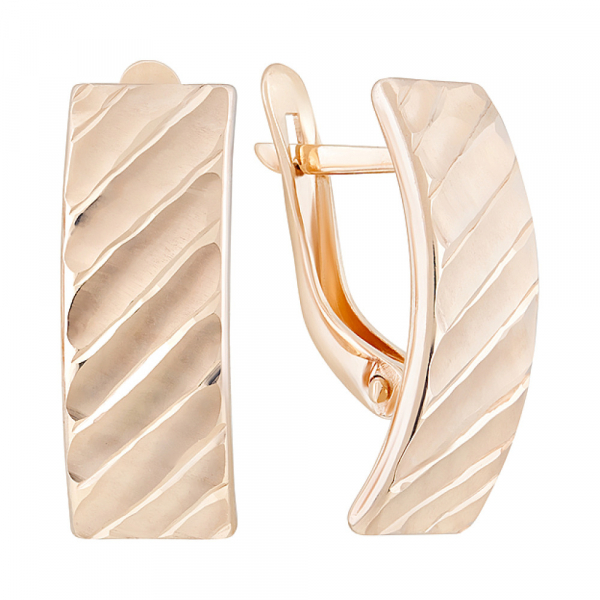 Золотые серьги без камня с алмазкой № 126728