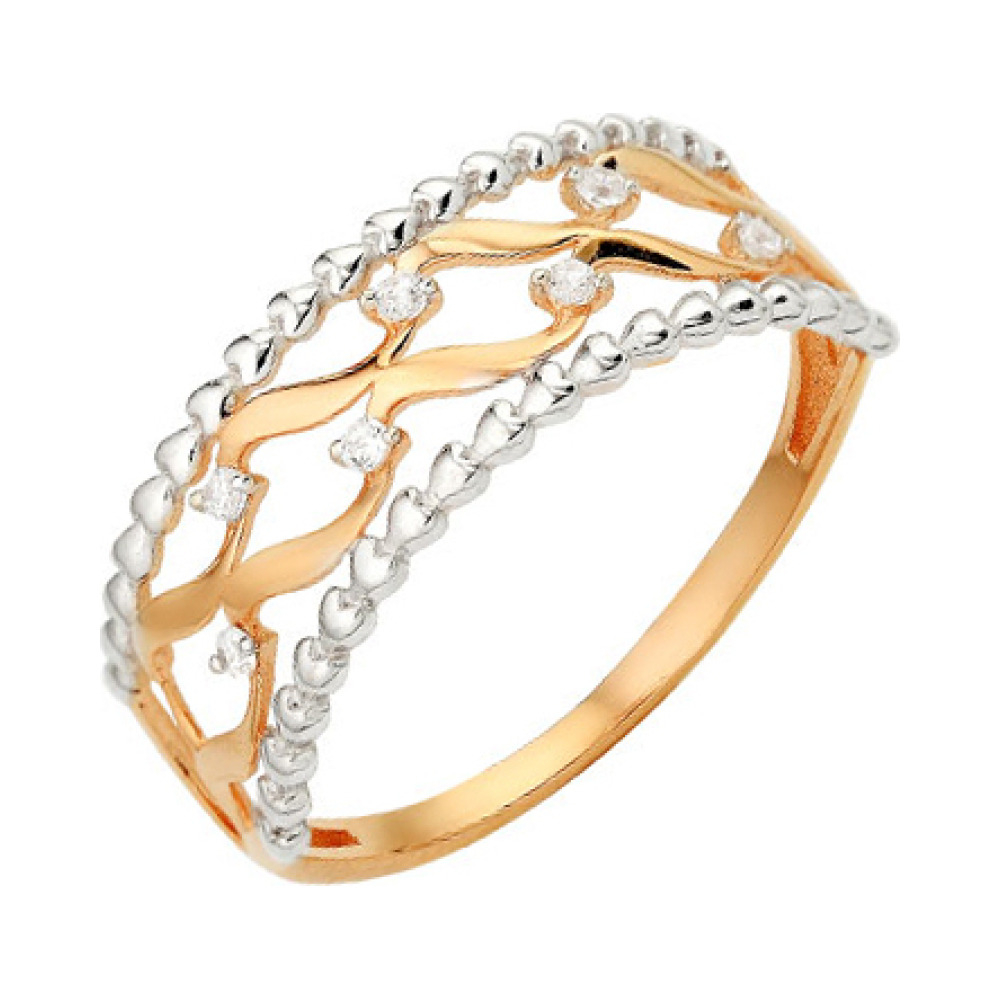 Золотое кольцо с фианитом № 139381