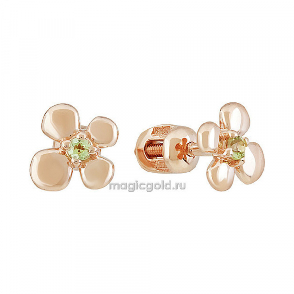 Пуссеты с хризолитом № 141449