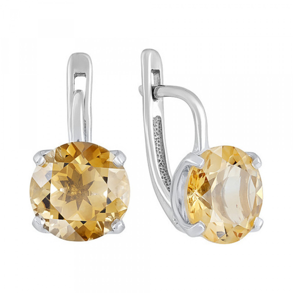 Серебряные серьги с цитрином № 132105