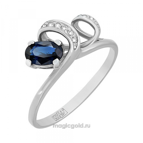 Золотое кольцо с бриллиантом и сапфиром № 116673