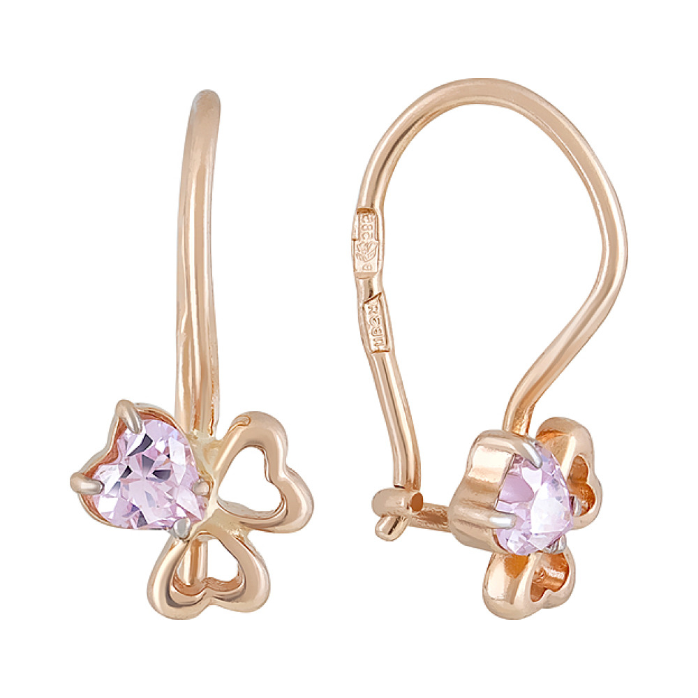 Золотые серьги с фианитами № 107413