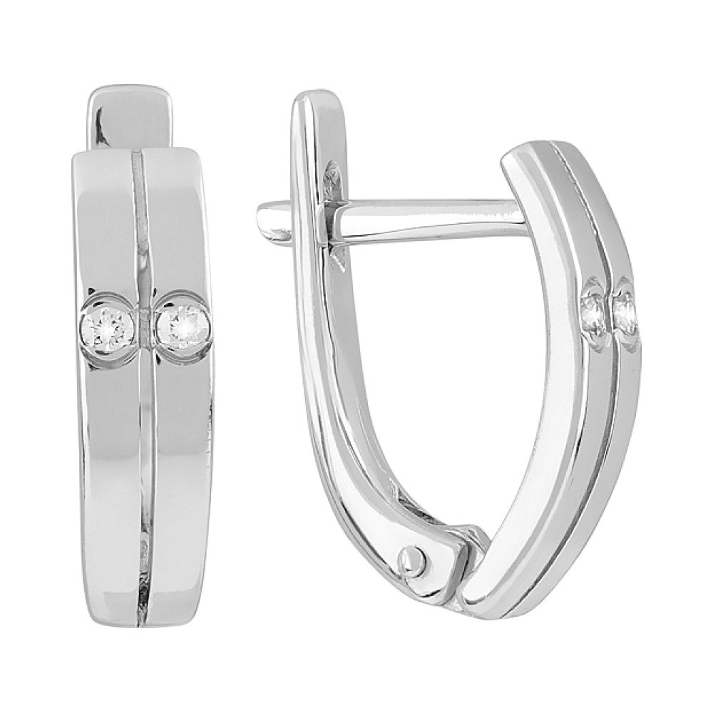 Золотые серьги с бриллиантом № 76312