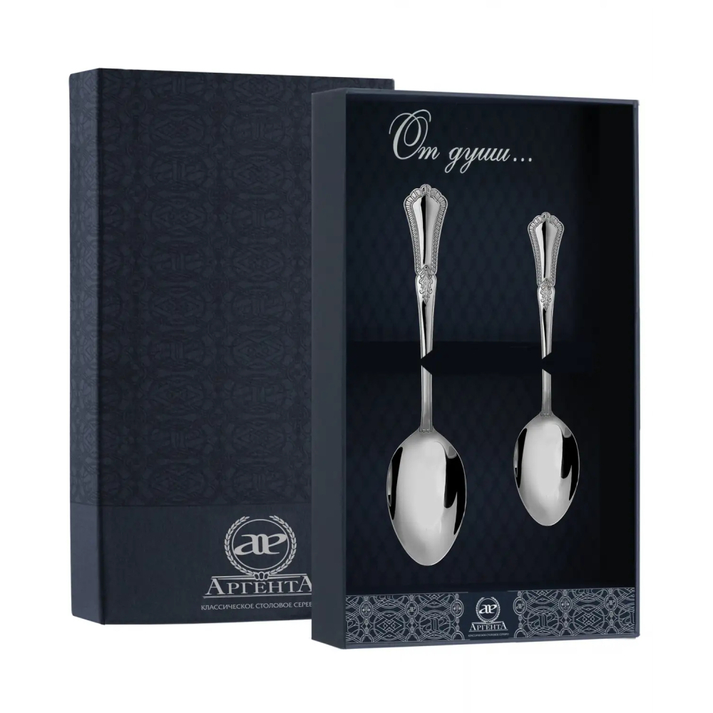 Набор десертный Фаворит: Ложка десертная и Ложка чайная из серебра 925 пробы