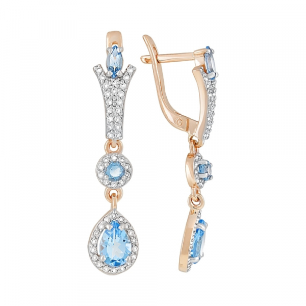 Золотые серьги с топазом и фианитом № 119271