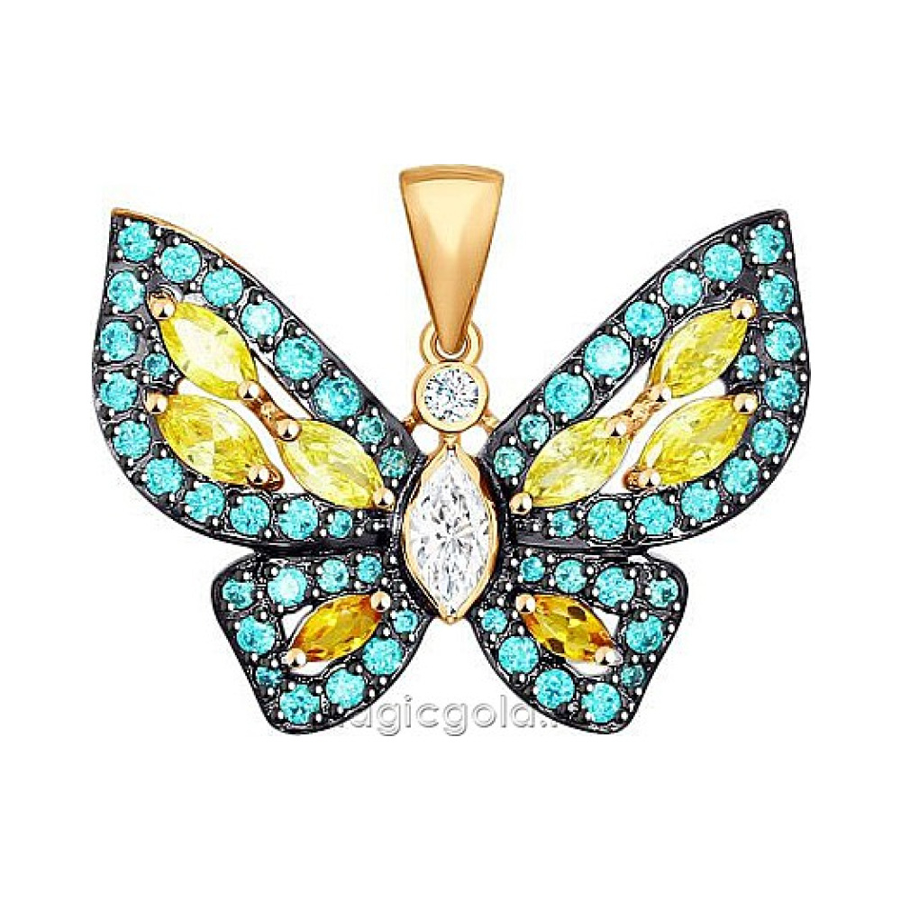 Золотая подвеска с фианитом № 161652