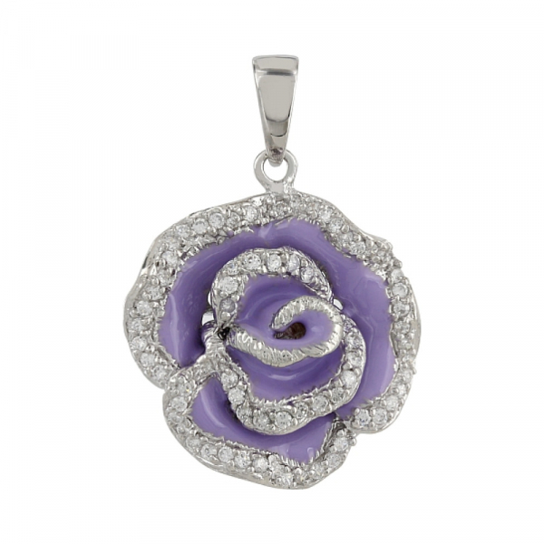 Серебряная подвеска с фианитом и эмалью № 106211