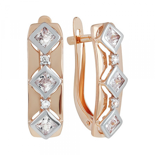 Золотые серьги с фианитом № 138015