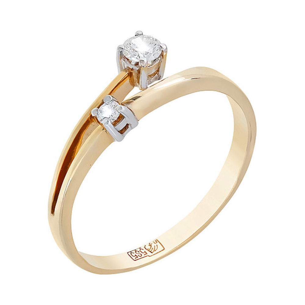 Золотое кольцо с бриллиантом № 111463