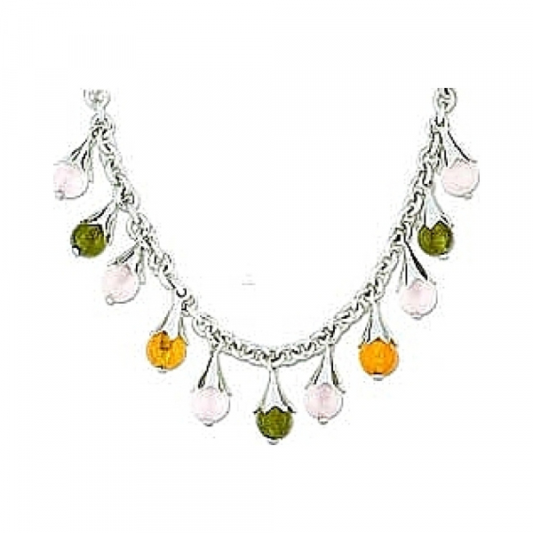 Серебряное колье со стеклом № 34815