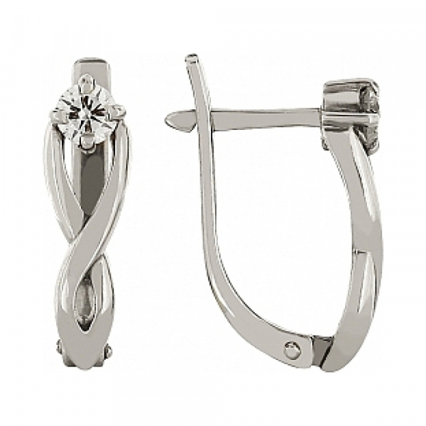 Золотые серьги с бриллиантом № 115330