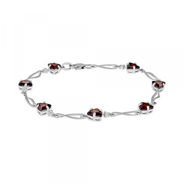 Серебряный браслет с гранатом и фианитом № 134130