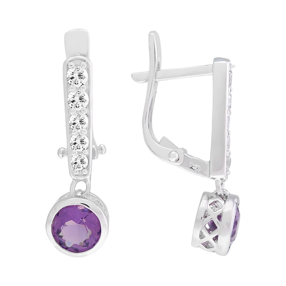 Серебряные серьги с фианитами № 108407