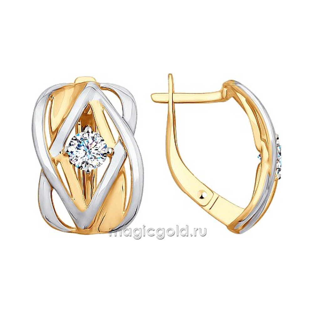 Золотые серьги с фианитом № 162097