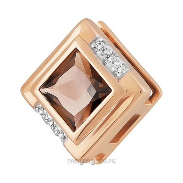 Золотая подвеска с раухтопазом и фианитом № 160477