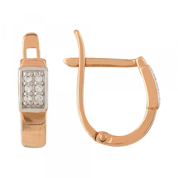 Золотые серьги с фианитами № 107777