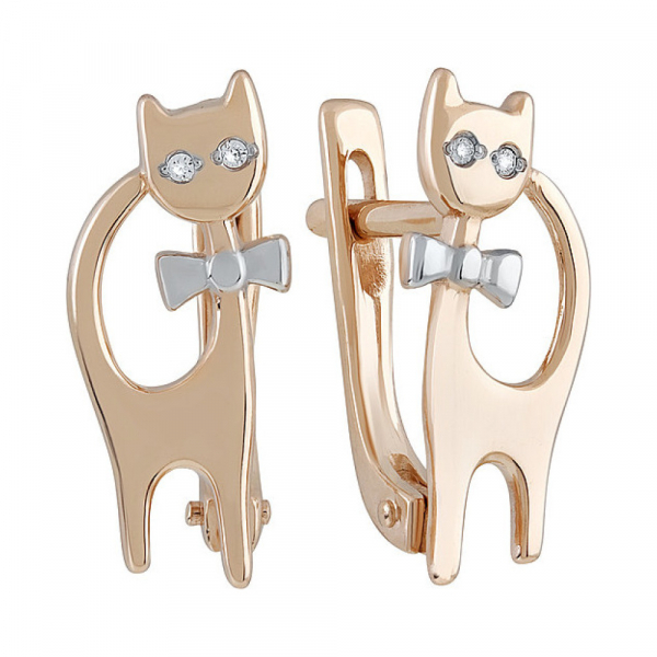 Золотые серьги с фианитом № 134329