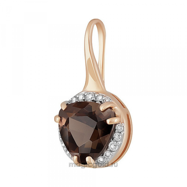 Золотая подвеска с раухтопазом и фианитом № 141440