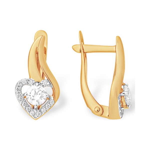 Золотые серьги с фианитом № 163210