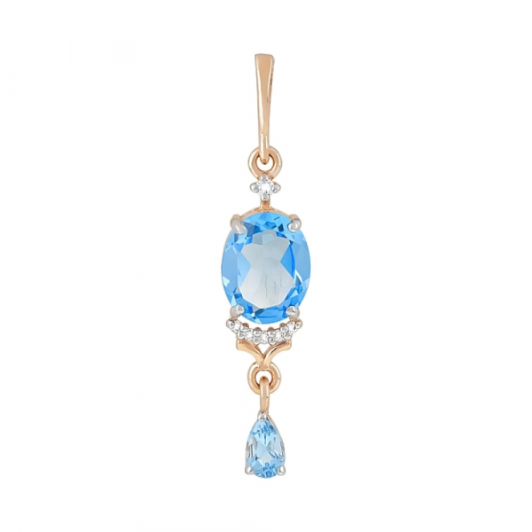 Золотая подвеска с топазом и фианитом № 119447