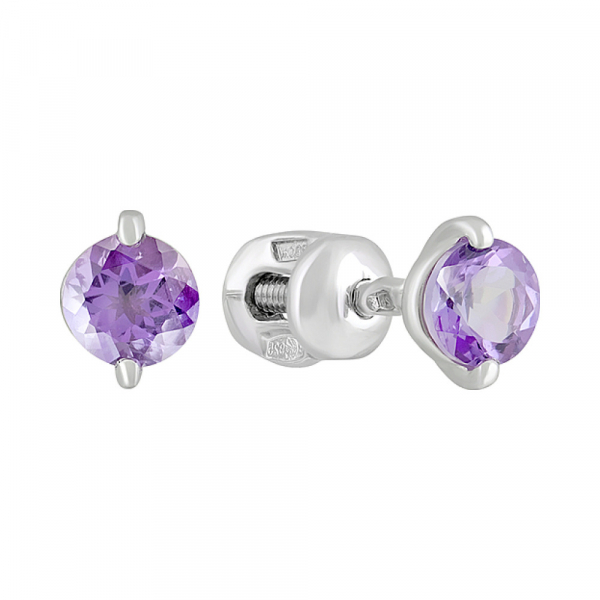 Пуссеты с аметистом № 126027