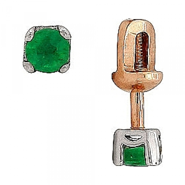 Пуссеты с изумрудом № 26014