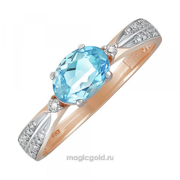 Золотое кольцо с топазом и фианитом № 139728