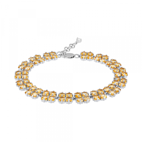 Серебряный браслет с цитрином и фианитом № 130062