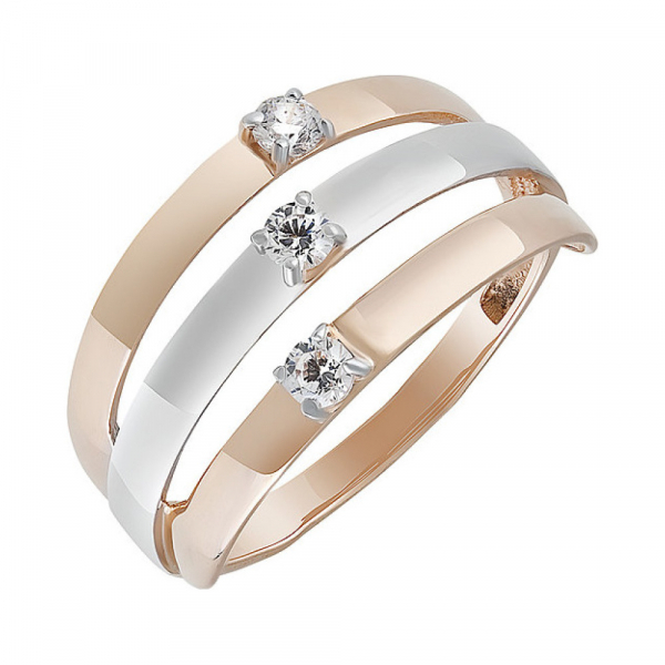 Золотое кольцо с фианитом № 135275