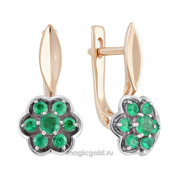 Золотые серьги с изумрудом № 139269