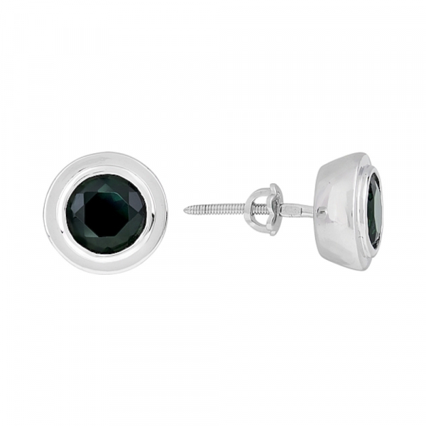 Серебряные серьги с имитац.кварца № 108395