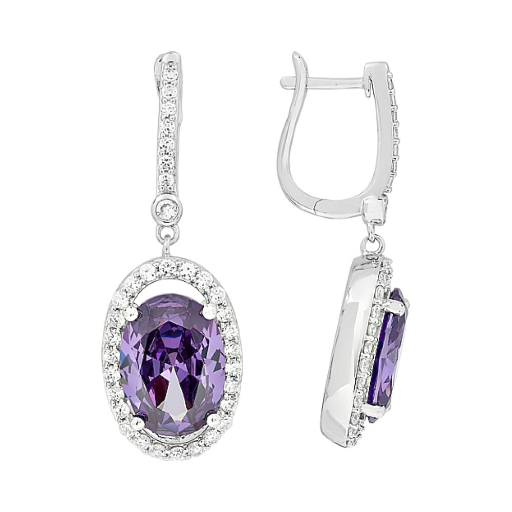 Серебряные серьги с фианитами № 112761