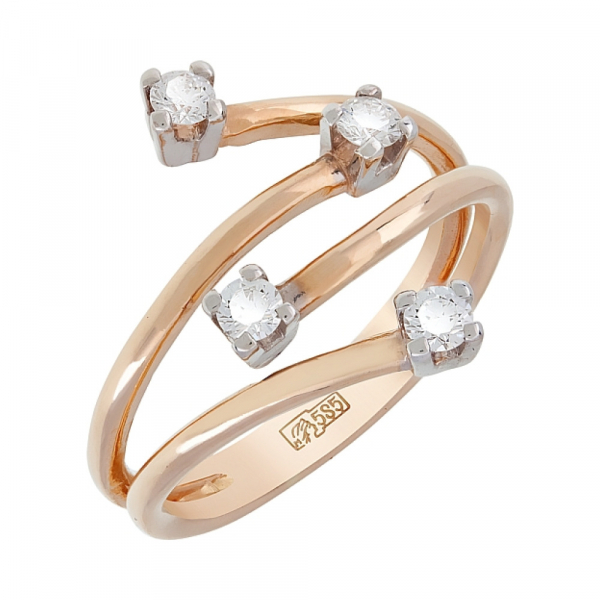 Золотое кольцо с бриллиантом № 76484