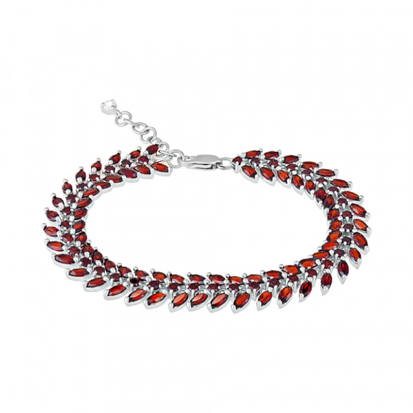 Серебряный браслет с гранатом и фианитом № 124215