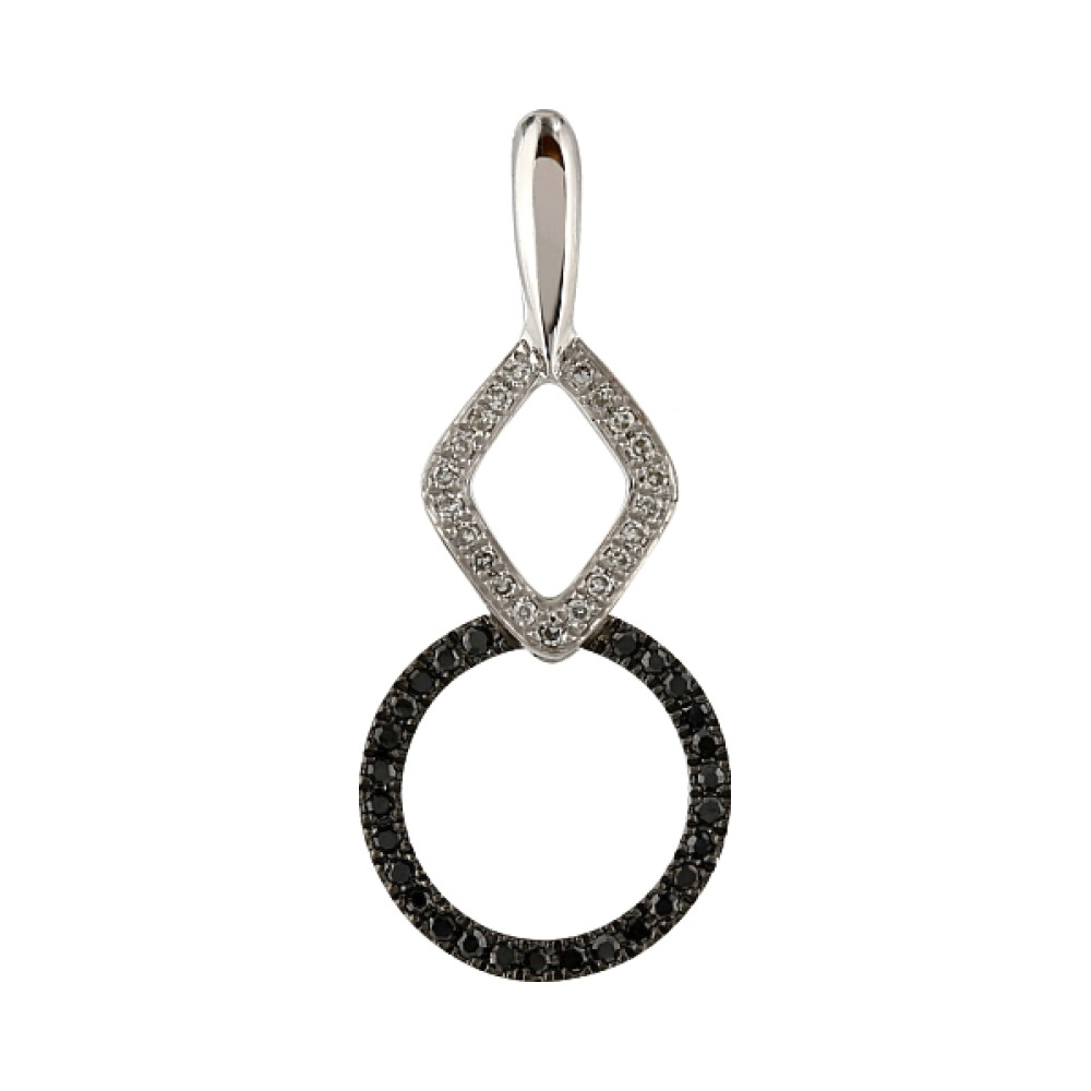 Золотая подвеска с чёрными и белыми бриллиантами № 107035