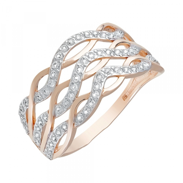 Золотое кольцо с фианитами № 121897