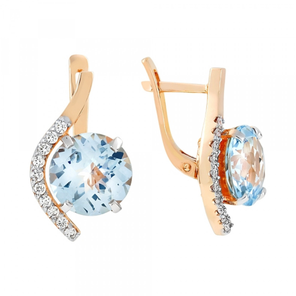 Серьги с топазом и фианитом № 98358