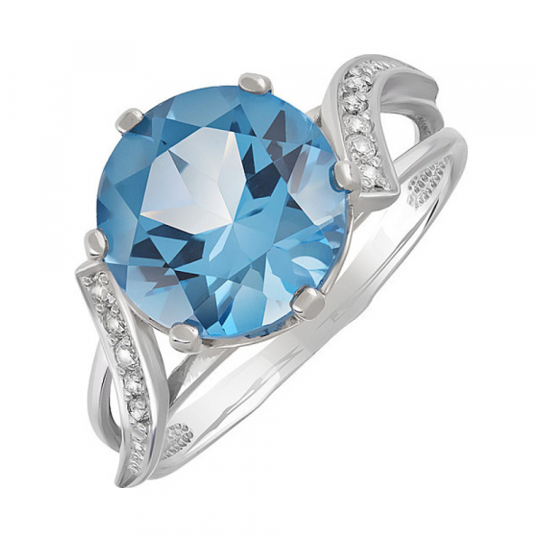 Серебряное кольцо с топазом и фианитом № 134280