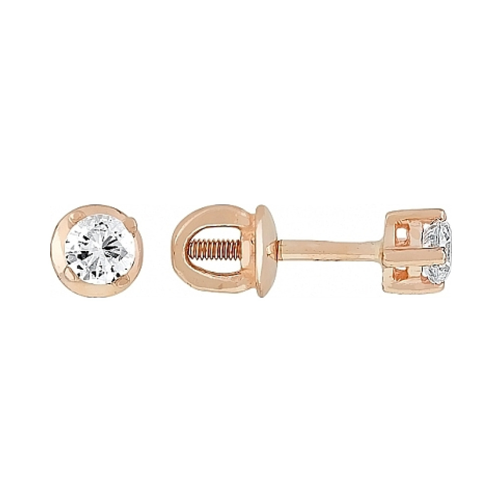 Золотые серьги с фианитом № 106647