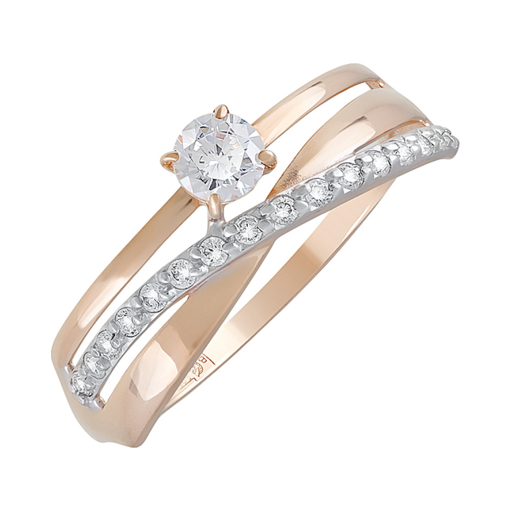 Золотое кольцо с фианитами № 127494