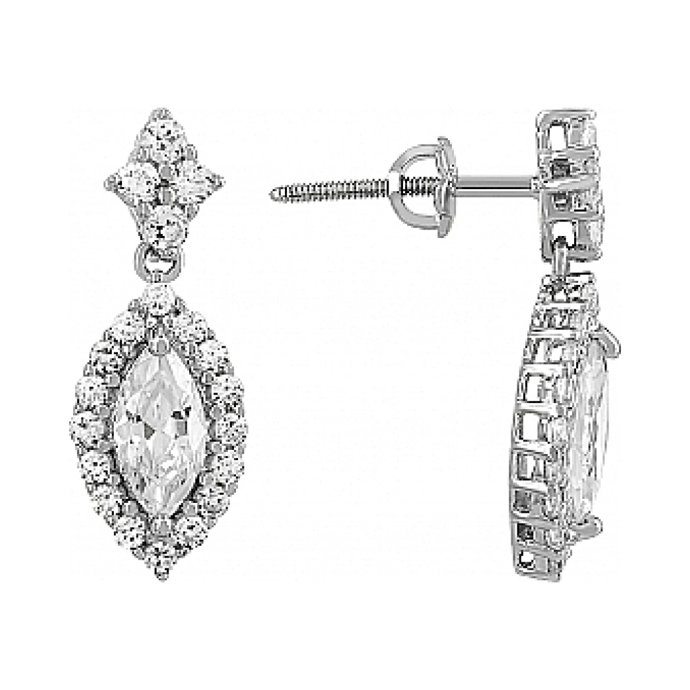 Серебряные серьги с фианитом № 107191