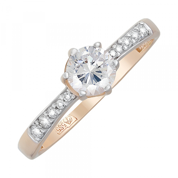 Золотое кольцо с фианитами № 126091