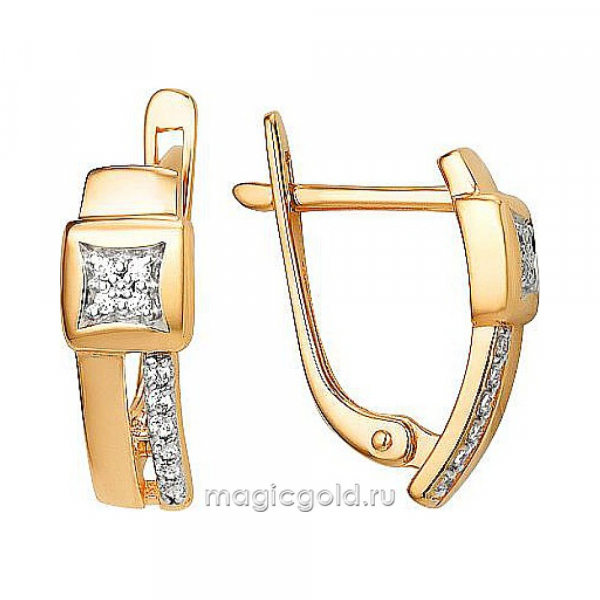 Золотые серьги с фианитом № 174003