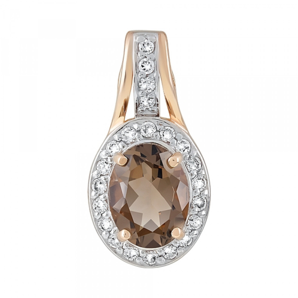 Золотая подвеска с раухтопазом и фианитом № 120337