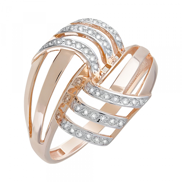 Золотое кольцо с фианитами № 123642