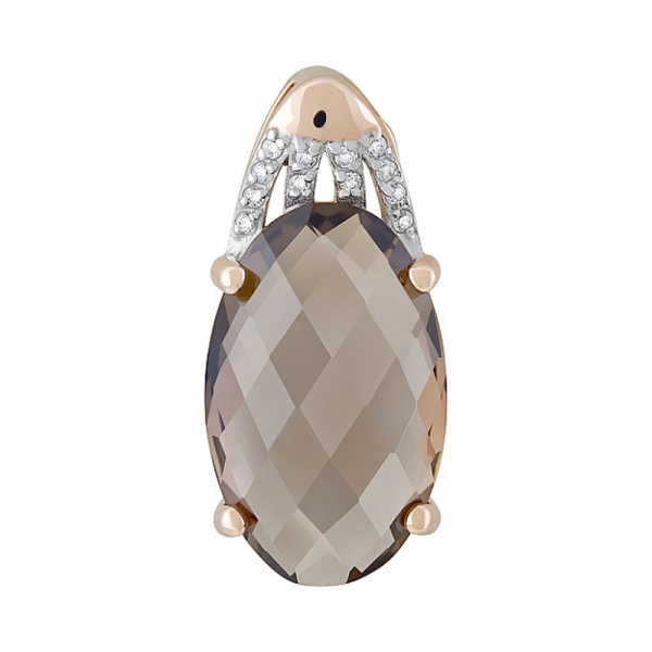 Золотая подвеска с раухтопазом и фианитом № 121052