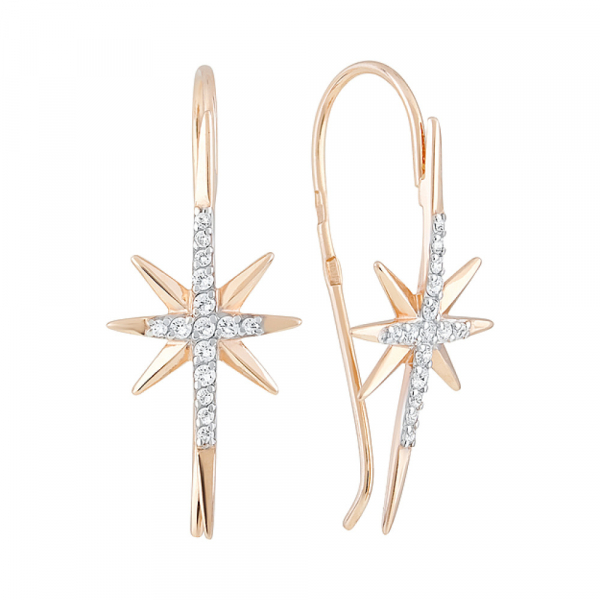 Золотые серьги с фианитами № 128985