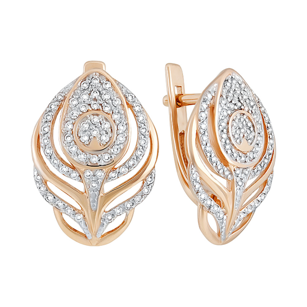 Золотые серьги с фианитом № 129789