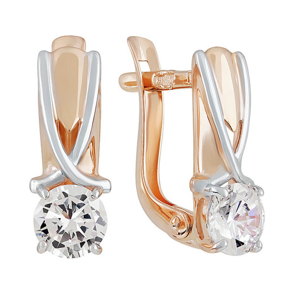 Золотые серьги с фианитом № 137922